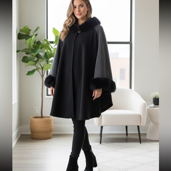 Parkhurst Jackets & Blazers - PARKHURST  Karina faux fur trim cape